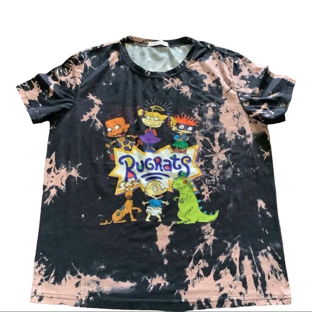 ROMWE Nickelodeon Rugrats Tie Dye Black Medium Crop Tee